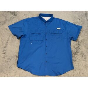 Bassdash Shirt Mens 2XL Blue UPF 50+ Fishing Vented Active Short Sleeve Outdoor